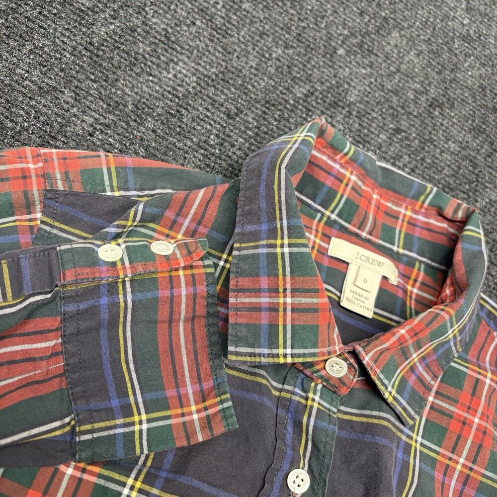 J.Crew Women's 0 Tartan Plaid Button Down Shirt 100% Cotton Long Sleeve Preppy